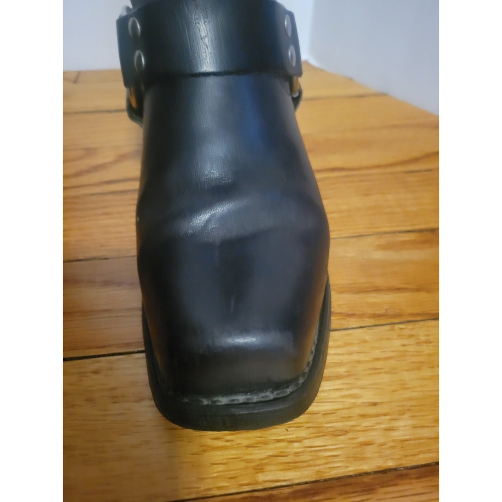Double H Harness Vintage Boots Biker Motorcycle Sq Toe Black Leather Women 7.5 - Picture 5 of 15